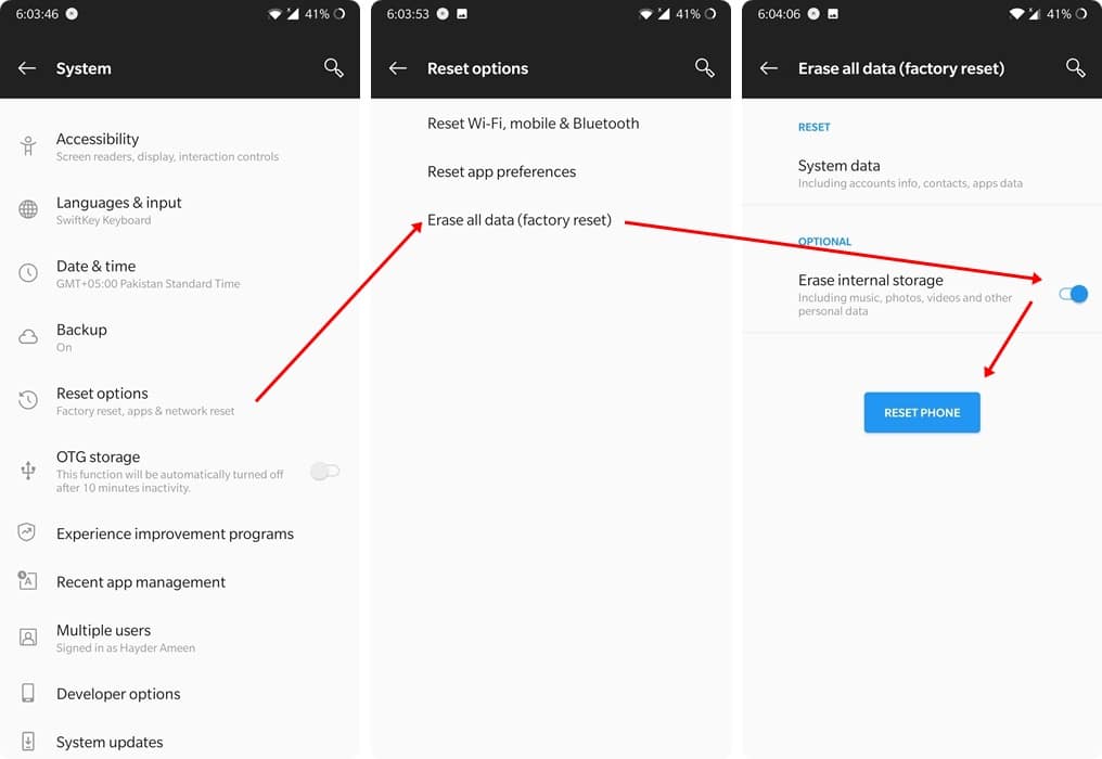 Restore to factory settings to fix bad nightscape quality on OnePlus